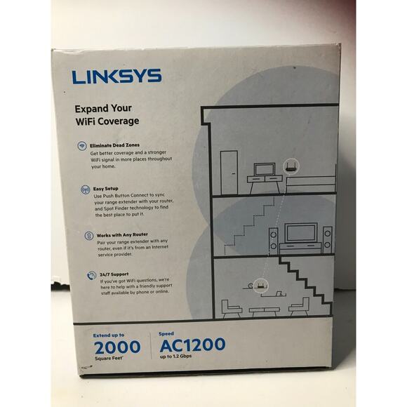 Linksys Boost EX WiFi Range Extender AC1200 Extended up to 2000sq Feet - Picture 2 of 5
